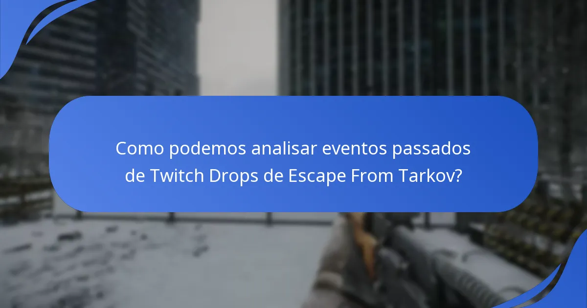 Que dados históricos estão disponíveis para os Twitch Drops de Escape From Tarkov?